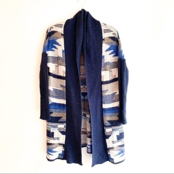 H&M Women's Cardigan Knit Sweater Long Maxi Duster Aztec Southwestern Print - Picture 3 of 16